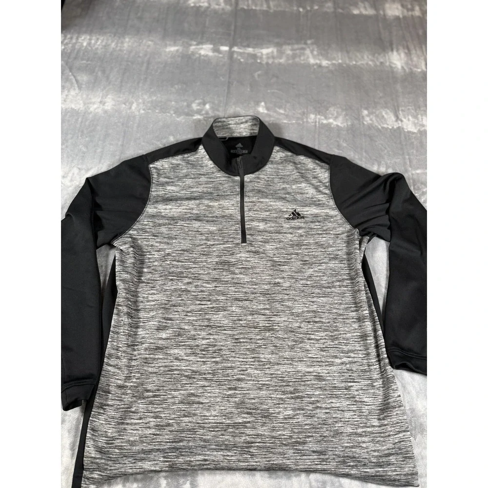 Adidas Men's XL Gray Black Heathered Athletic 1/4 Zip Pullover Activewear Top